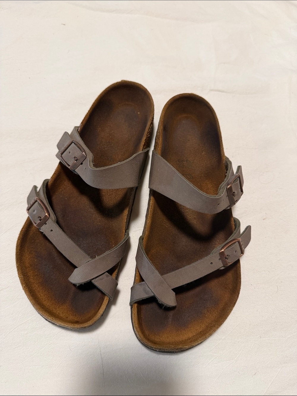 Birkenstock Women's Taupe Double-Strap Toe Loop Sandals